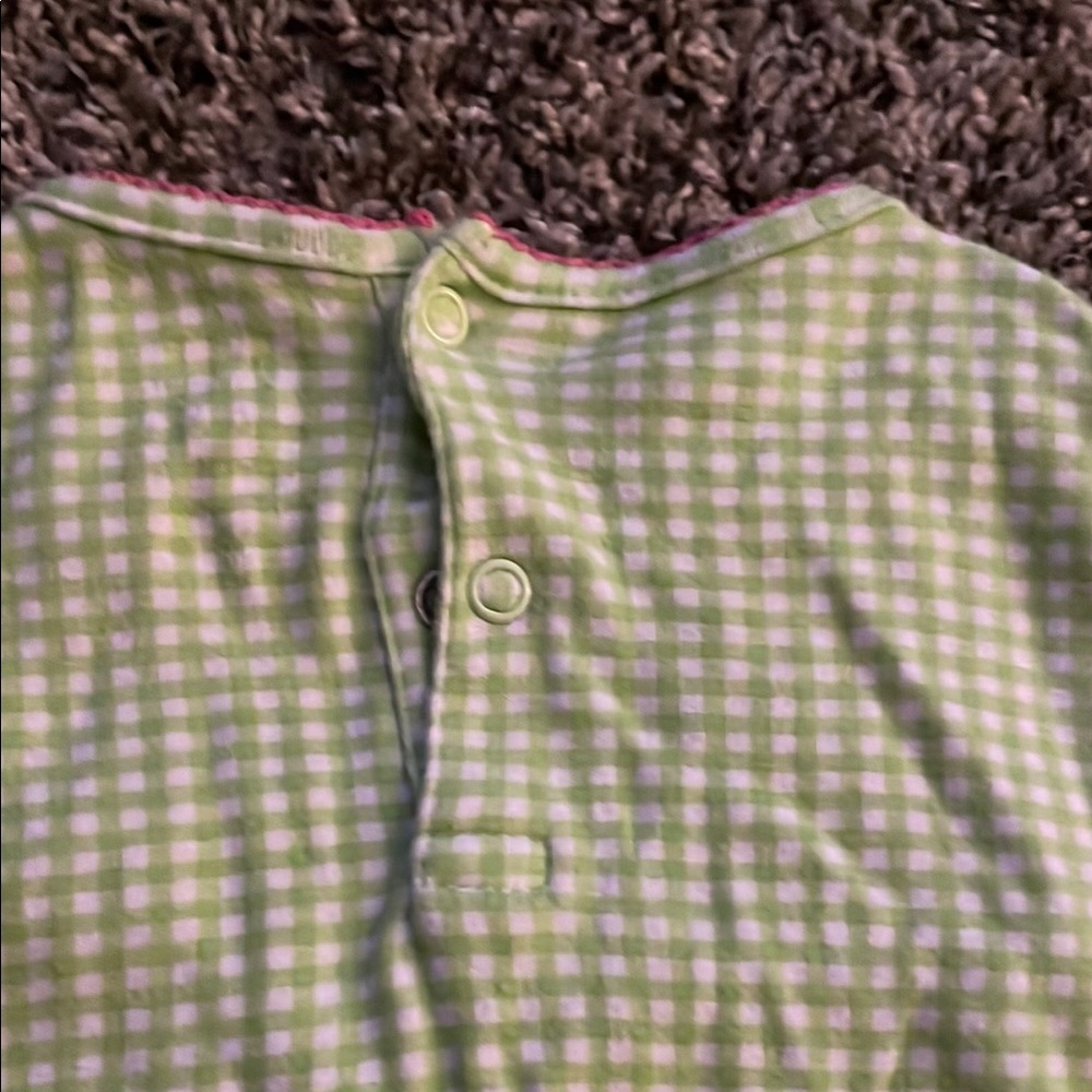 Child of Mine Green Gingham Baby Dress with Flower - Picture 9 of 10